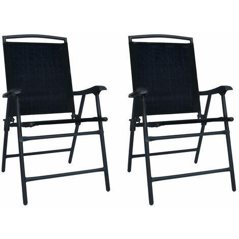 INLIFE Chaises de jardin pliables 2 pcs Textilène Noir (1/5)