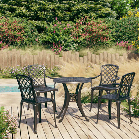 INLIFE Ensemble de bistro 5 pcs Aluminium coulé Noir (1/5)
