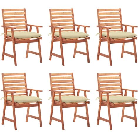 INLIFE Chaises à dîner d'extérieur 6 pcs avec coussins Acacia massif (1/5)