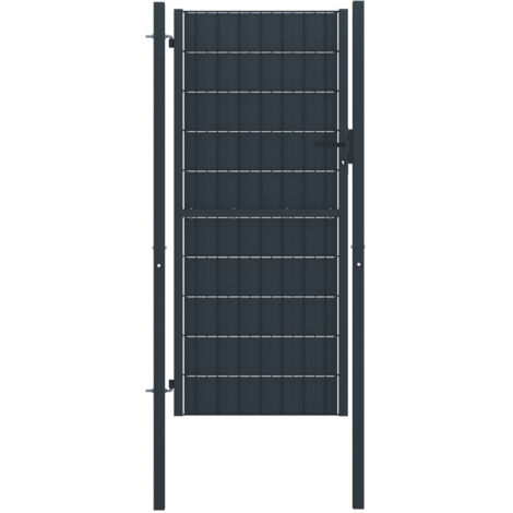 Portail de clôture PVC et acier 100x204 cm Anthracite