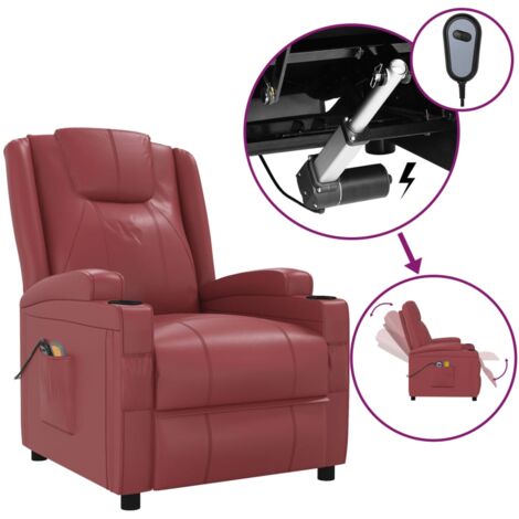 INLIFE Fauteuil de massage inclinable électrique Bordeaux Similicuir (1/5)