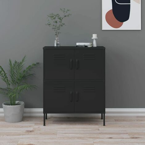 INLIFE Armoire de rangement Noir 80x35x101,5 cm Acier (1/5)