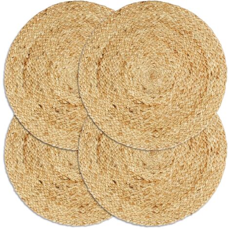 INLIFE Napperons 4 pcs Naturel Plain 38 cm Rond Jute (1/4)