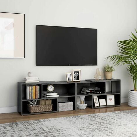 INLIFE Meuble TV Gris brillant 149x30x52 cm Aggloméré (1/5)
