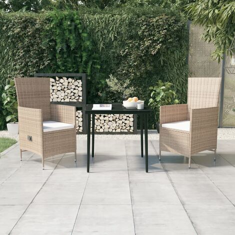 INLIFE Ensemble de salle à manger de jardin avec coussins 3 pcs Beige (1/5)