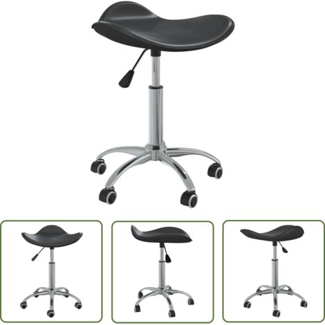 INLIFE Chaise pivotante de salle à manger Noir Similicuir (1/5)