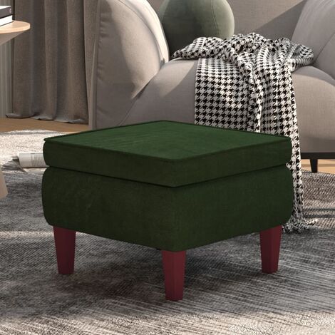 INLIFE Tabouret avec pieds en bois Vert foncé Velours (1/5)