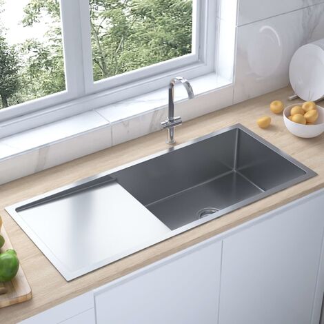 INLIFE Évier de cuisine fait main Acier inoxydable
