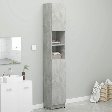 INLIFE Armoire de salle de bain Gris béton 32x25,5x190 cm Aggloméré (1/5)