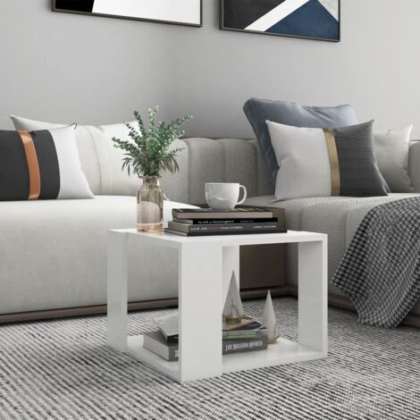 SKM Table basse Blanc 40x40x30 cm Bois d'ingénierie
