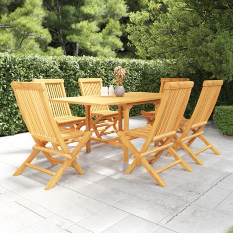 SKM Salon de jardin 7 pcs Bois de teck massif (1/5)