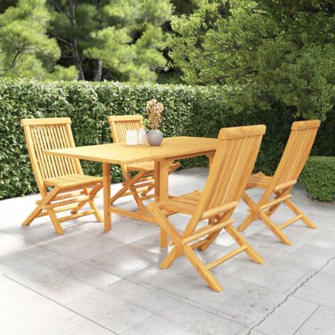 SKM Salon de jardin 5 pcs Bois de teck massif (1/5)