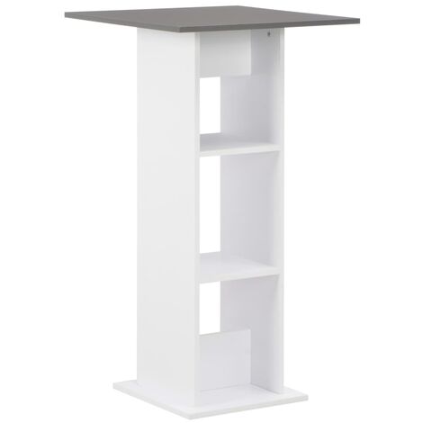 SKM Table de bar Blanc et gris anthracite 60x60x110 cm (1/5)