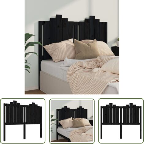 SKM Tête de lit Noir 126x4x110 cm Bois massif de pin (1/5)