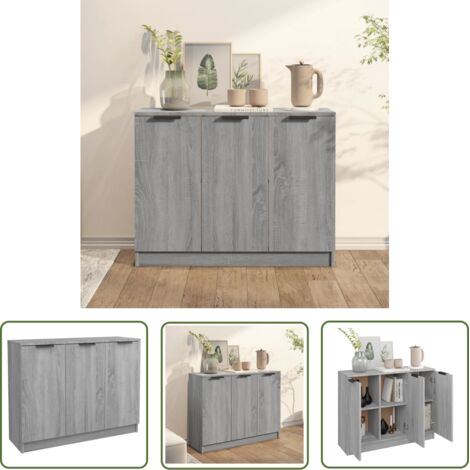 SKM Buffet Sonoma gris 90,5x30x70 cm Bois d'ingénierie (1/5)