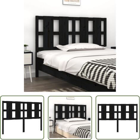 SKM Tête de lit Noir 125,5x4x100 cm Bois massif de pin (1/5)