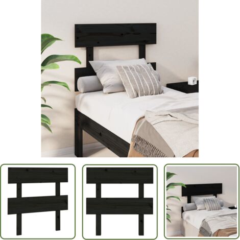 SKM Tête de lit Noir 93,5x3x81 cm Bois massif de pin (1/5)