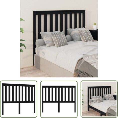 SKM Tête de lit Noir 146x6x101 cm Bois massif de pin (1/5)