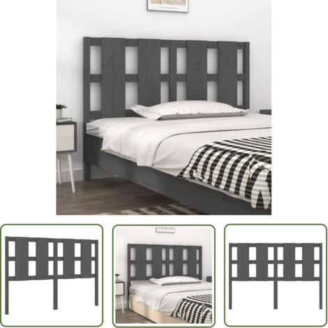 SKM Tête de lit Gris 145,5x4x100 cm Bois massif de pin (1/5)