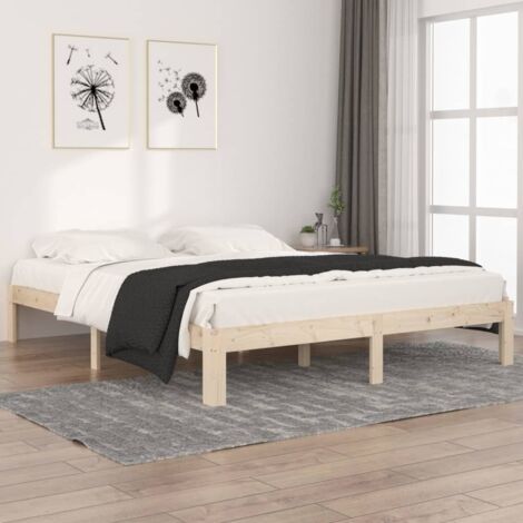 SKM Cadre de lit Bois de pin massif 160x200 cm (1/5)