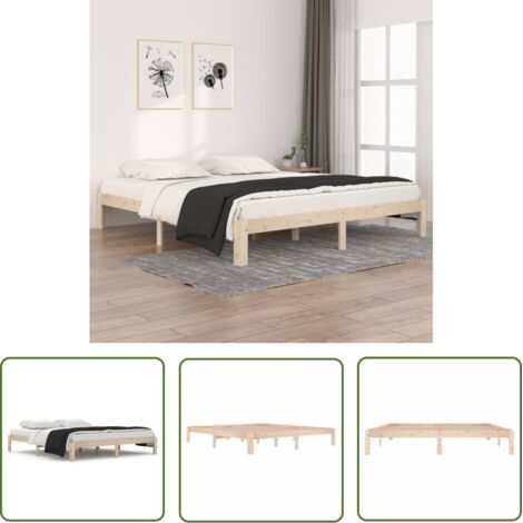 SKM Cadre de lit Bois massif 180x200 cm Super King (1/5)