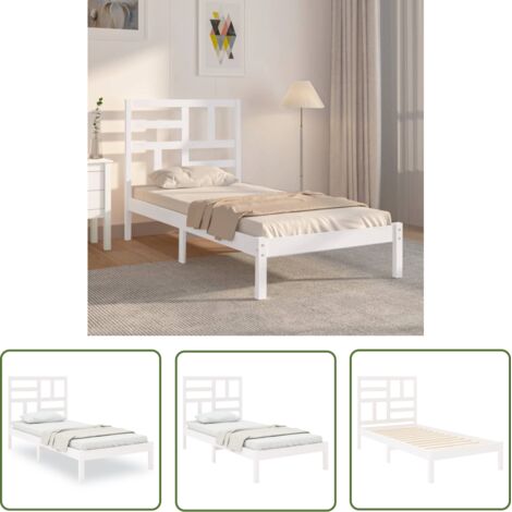SKM Cadre de lit Blanc Bois massif 90x200 cm (1/5)