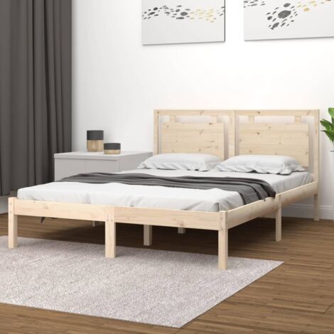 SKM Cadre de lit Bois massif 120x190 cm Petit Double (1/5)