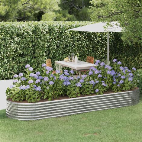 SKM Jardinière Acier enduit de poudre 322x100x36 cm Argenté (1/5)