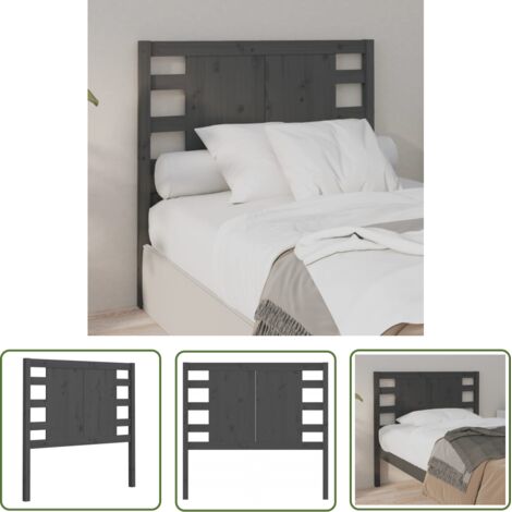 SKM Tête de lit Gris 96x4x100 cm Bois massif de pin (1/5)