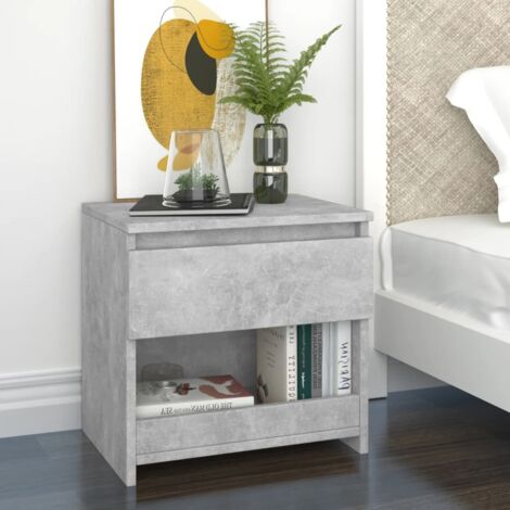 SKM Tables de chevet 2 pcs Gris béton 40x30x39 cm Aggloméré (1/5)