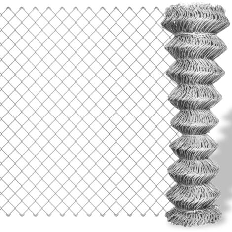 SKM Clôture à mailles losangées Acier galvanisé 15x0,8 m Argenté (1/3)