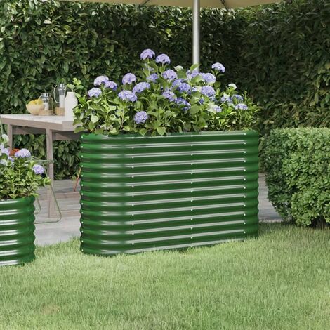 SKM Jardinière de jardin Acier enduit de poudre 114x40x68 cm Vert (1/5)