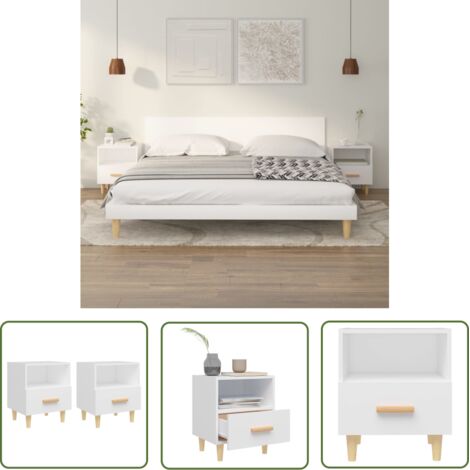 Furniture Limited - Tables de chevet 2 pcs Blanc 40x35x47 cm (1/5)