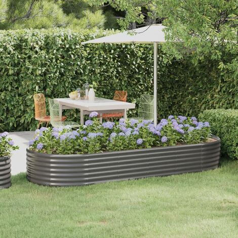 SKM Jardinière de jardin Acier enduit de poudre 249x100x36 cm Gris (1/5)