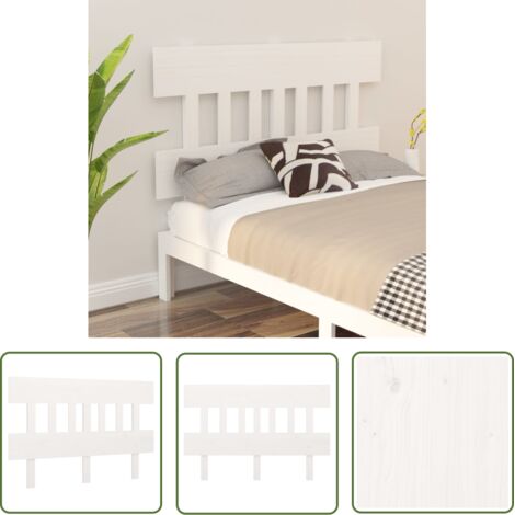 SKM Tête de lit Blanc 203,5x3x81 cm Bois massif de pin (1/5)