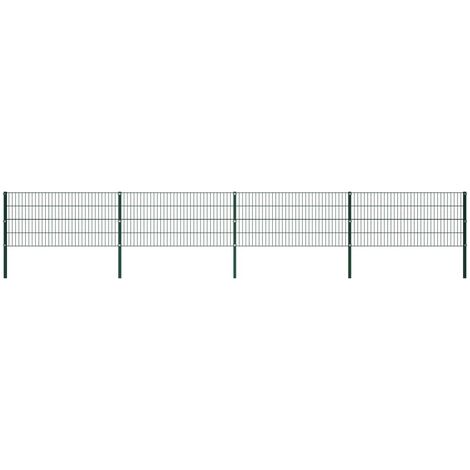 SKM Panneau de clôture avec poteaux Fer 6,8 x 0,8 m Vert (1/5)