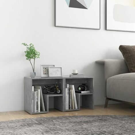 SKM Tables de chevet 2 pcs Gris béton 40x30x40 cm Aggloméré (1/5)