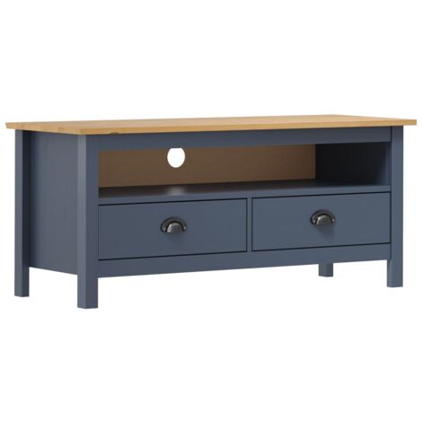 Meuble TV Hill Range Gris 110x40x47 cm Bois de pin solide (1/4)