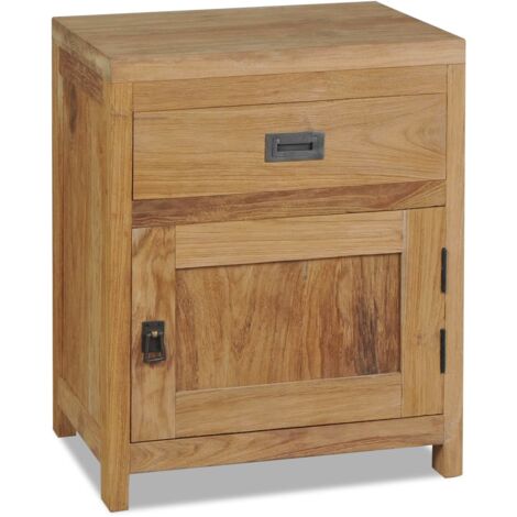 SKM Table de chevet Teck massif 40 x 30 x 50 cm (1/5)