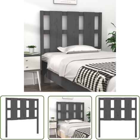 SKM Tête de lit Gris 95,5x4x100 cm Bois massif de pin (1/5)