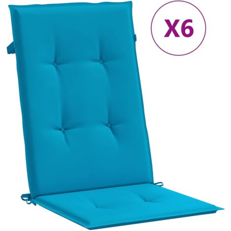 SKM Coussins de chaise de jardin 6 pcs Bleu 120x50x3 cm (1/5)