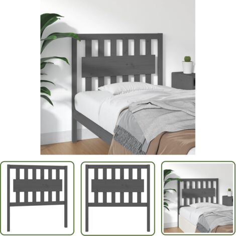 SKM Tête de lit Gris 95,5x4x100 cm Bois massif de pin (1/5)