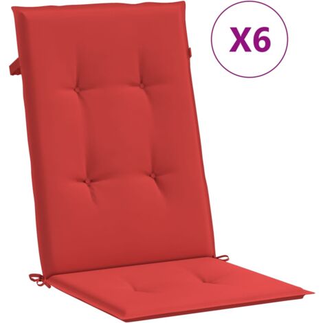 SKM Coussins de chaise de jardin 6 pcs Rouge 120x50x3 cm (1/5)