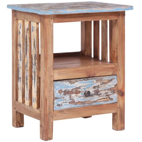 SKM Table de chevet 41 x 30 x 50 cm Bois de récupération massif (1/5)