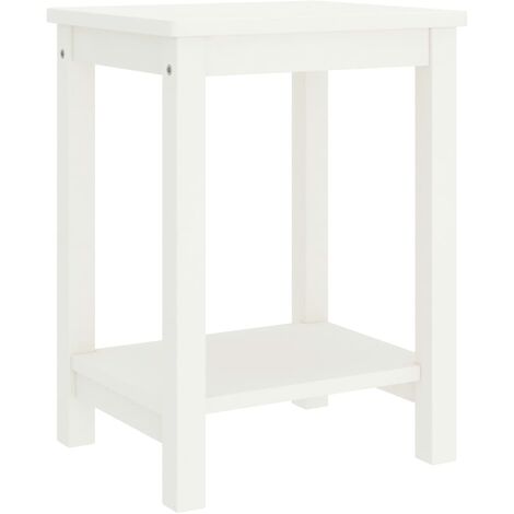SKM Table de chevet Blanc 35x30x47 cm Bois de pin massif (1/5)