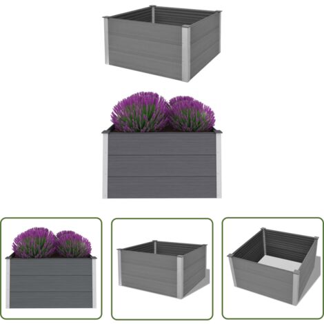 SKM Lit surélevé de jardin WPC 100x100x54 cm Gris (1/5)