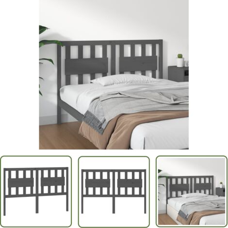 SKM Tête de lit Gris 125,5x4x100 cm Bois massif de pin (1/5)