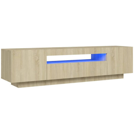 SKM Meuble TV avec lumières LED Chêne sonoma 160x35x40 cm (1/5)