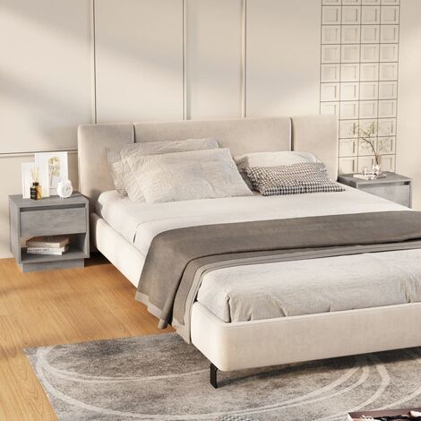 SKM Tables de chevet 2 pcs Gris béton 45x34x44 cm Aggloméré (1/5)