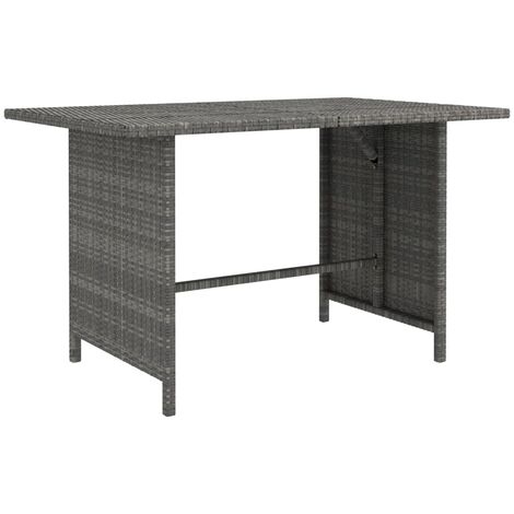 SKM Table à dîner de jardin Gris 110x70x65 cm Résine tressée (1/4)